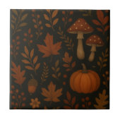 Mushroom Cottailcore Tile Dark Whimsical Woodland Fliese (Vorderseite)