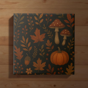 Mushroom Cottailcore Tile Dark Whimsical Woodland Fliese