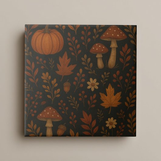 Mushroom Cottailcore Tile Dark Whimsical Woodland Fliese
