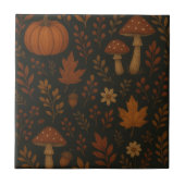 Mushroom Cottailcore Tile Dark Whimsical Woodland Fliese (Vorderseite)