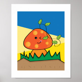 Mushroom Design #3 Illustration Print Poster
