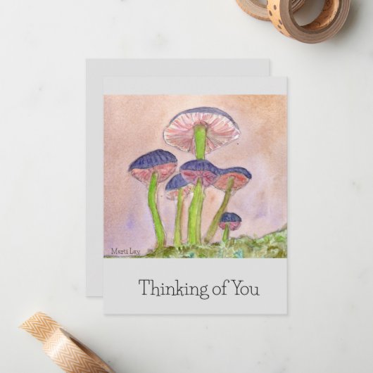 Mushroom Design Grußkarte,"Denken Sie an Sie" Mitteilungskarte (Vorderseite/Rückseite Beispiel)