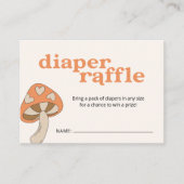 Mushroom Diaper Raffle Baby Dusche | Braunorange Begleitkarte (Vorderseite)