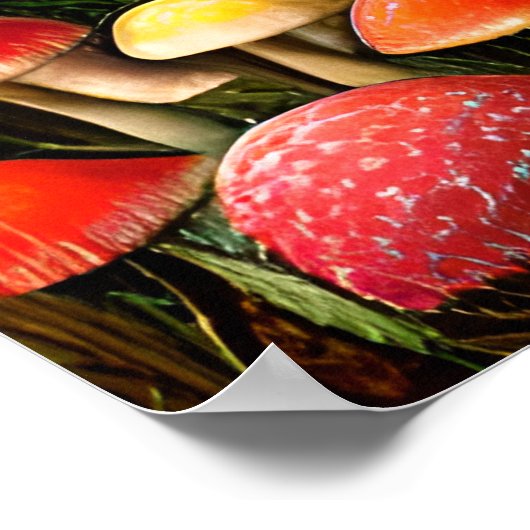 Mushroom Enchanted Forest Fantasy Sparkle Poster (Ecke)