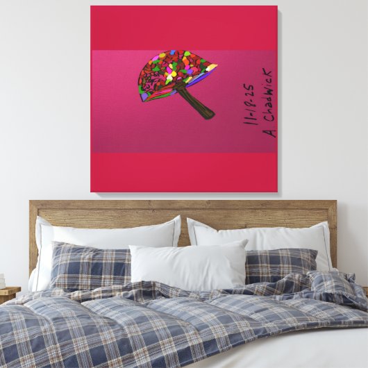 Mushroom Face Character Art Stretched Canvas Print Leinwanddruck (Insitu (Schlafzimmer))