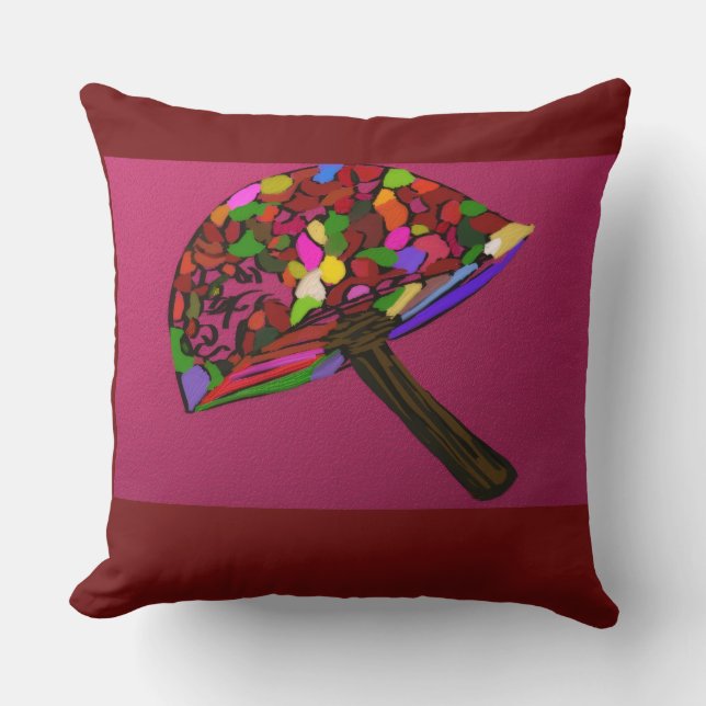 Mushroom Face Character Art Throw Pillow Kissen (Vorderseite)