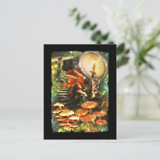 Mushroom Fairies Fantasy Postkarte (Stehend Vorderseite)