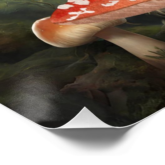Mushroom Fairy Fantasy World Forest Illustration Poster (Ecke)