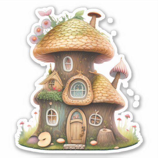 Mushroom Fairy House Sticker (Vorderseite)