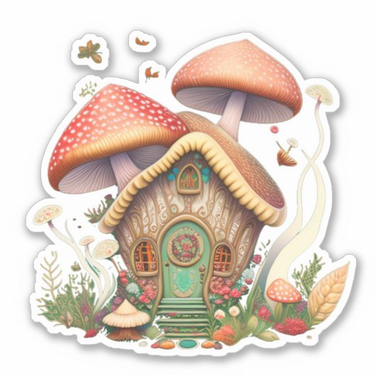 Mushroom Fairy House Sticker (Vorderseite)