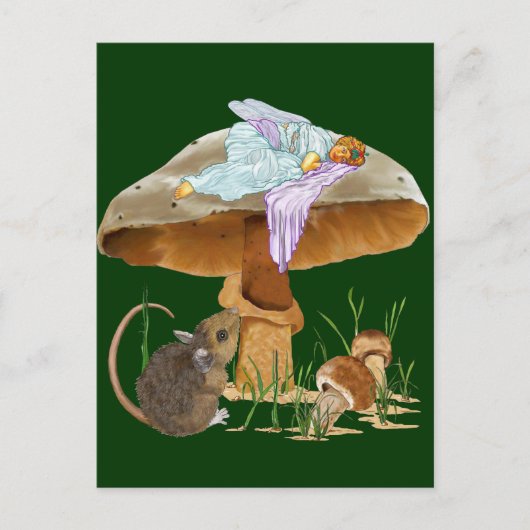Mushroom Fairy & Mouse Postkarte (Vorderseite)