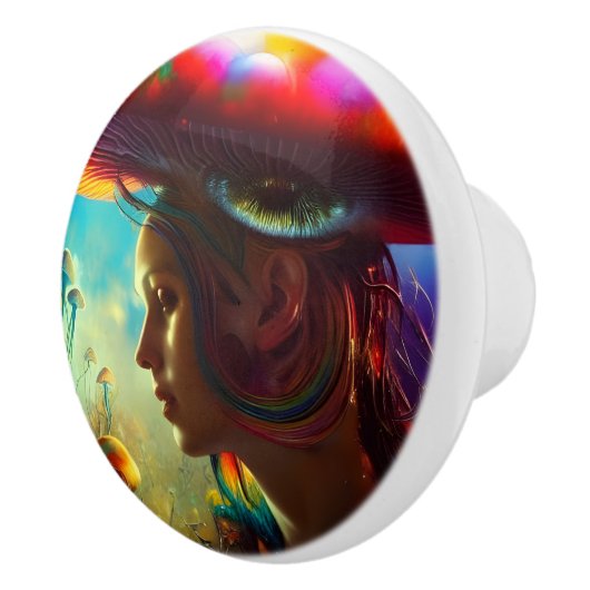 Mushroom Fantasies AI Generated Art Keramikknauf (Rechts)