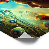 Mushroom Fantasies AI Generated Art Poster (Ecke)