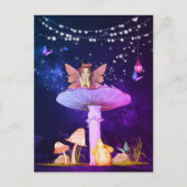 Mushroom Fantasy Fairy Magical Lila Postkarte (Vorderseite)