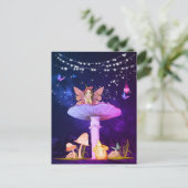 Mushroom Fantasy Fairy Magical Lila Postkarte (Stehend Vorderseite)