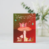 Mushroom Fantasy Fairy Stars Burnt Orange Postkarte (Stehend Vorderseite)