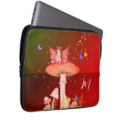Mushroom Fantasy Monogram Orange Enchanted Fairy Laptopschutzhülle (Vorne Rechts)