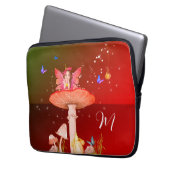 Mushroom Fantasy Monogram Orange Enchanted Fairy Laptopschutzhülle (Vorderseite Links)