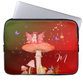 Mushroom Fantasy Monogram Orange Enchanted Fairy Laptopschutzhülle (Vorderseite)