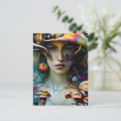Mushroom Fantasy Woman Postcard Postkarte (Stehend Vorderseite)