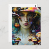 Mushroom Fantasy Woman Postcard Postkarte (Vorne/Hinten)
