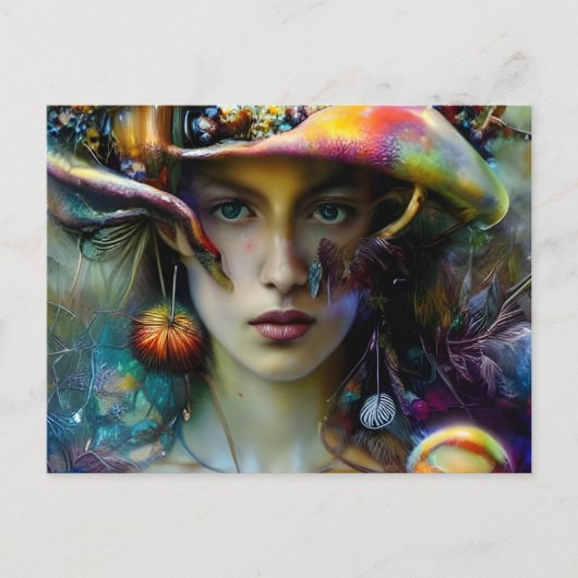 Mushroom Fantasy Woman Postkarte (Vorderseite)