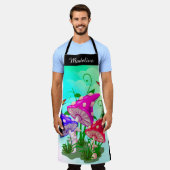Mushroom | Farbenfrohe Trio Personalisiert große S Schürze (Getragen)