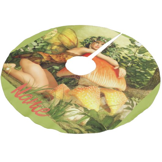 Mushroom Fee Thunder_Cove Polyester Weihnachtsbaumdecke (Schrägansicht)