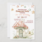 Mushroom-Fee-Zuhause, mädchenhafte Waldgeburt Einladung (Vorderseite)