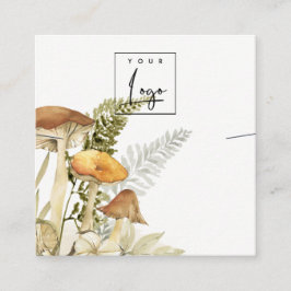 Mushroom Fern Foliage Logo Band Necklace Display Quadratische Visitenkarte