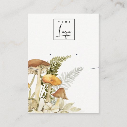 Mushroom Fern Foliage-Logo mit Nekklace Visitenkarte (Vorderseite)