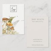 Mushroom Fern Foliage-Logo mit Nekklace Visitenkarte (Vorne/Hinten)