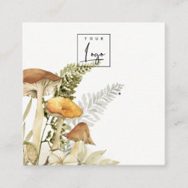 Mushroom Fern Foliage Logo Ohrring-Anzeige Quadratische Visitenkarte