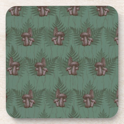 Mushroom Fern Forest Getränkeuntersetzer (Vorderseite)