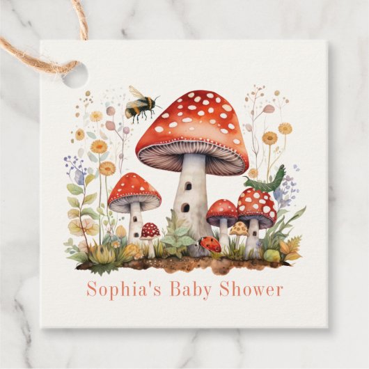 Mushroom Floral Bee Worm Baby Dusche Geschenkanhänger (Vorderseite)