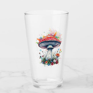 Mushroom Flowers Woodland Colorful Splash Glas