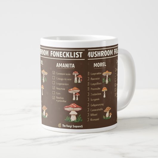 Mushroom Foraging Checklist Mug Jumbo-Tasse (Vorderseite Rechts)