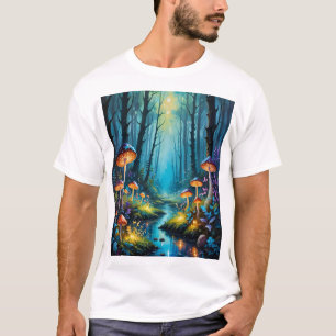 Mushroom Forest Bezaubernd Glühende Fantasy Art T- T-Shirt