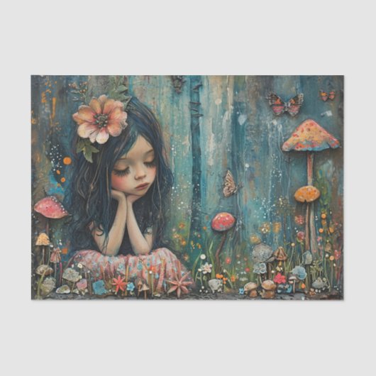 MUSHROOM FOREST FAIRE DECOUPAGE SEIDENPAPIER (Vorderseite)