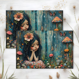 MUSHROOM FOREST FAIRE DECOUPAGE SEIDENPAPIER