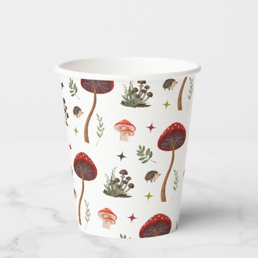 Mushroom Forest Fairy Igel Muster Kernstück Pappbecher (Vorderseite)