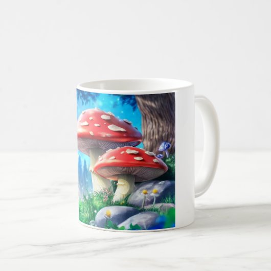 Mushroom Forest Fantasy Art Kaffeetasse (VorderseiteRechts)