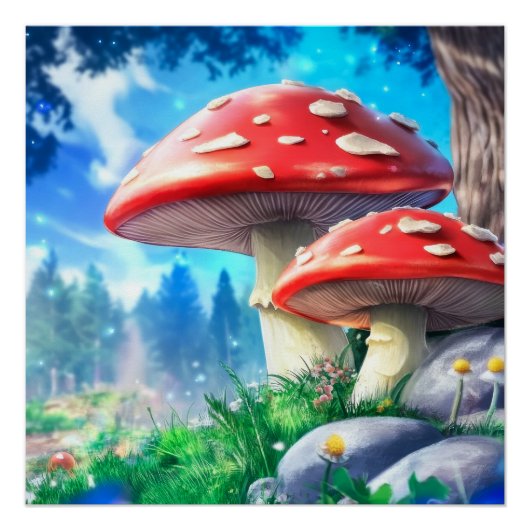 Mushroom Forest Fantasy Art Poster (Vorderseite)