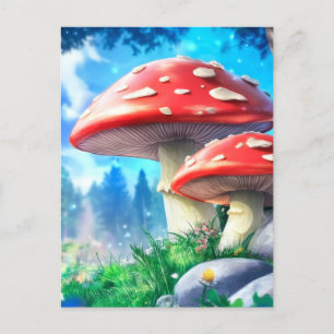 Mushroom Forest Fantasy Art Postkarte