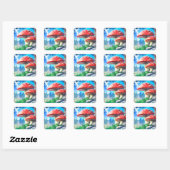 Mushroom Forest Fantasy Art Quadratischer Aufkleber (Blatt)