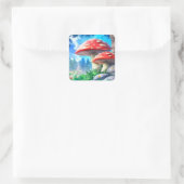 Mushroom Forest Fantasy Art Quadratischer Aufkleber (Tasche)