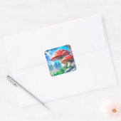 Mushroom Forest Fantasy Art Quadratischer Aufkleber (Umschlag)