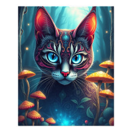 Mushroom Forest Magic Fantasy Cat Fotodruck