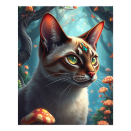 Mushroom Forest Magic Fantasy Cat Fotodruck