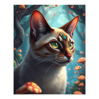 Mushroom Forest Magic Fantasy Cat Fotodruck